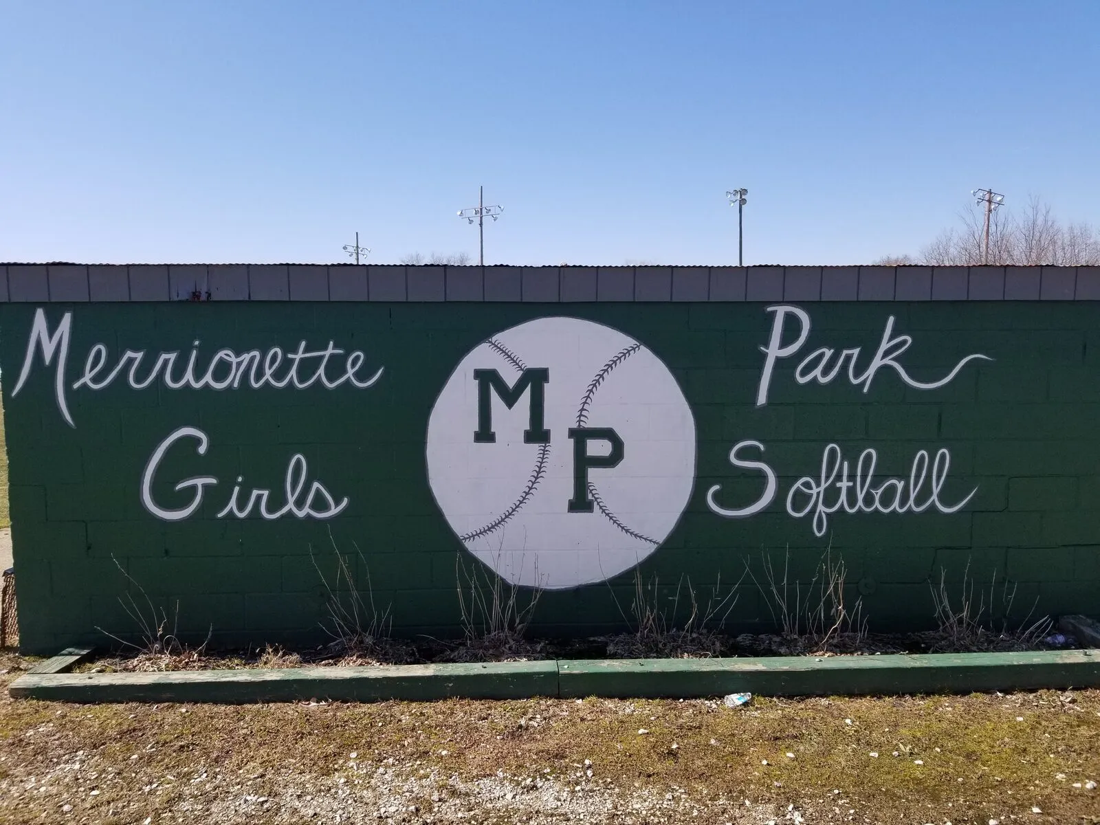 Merrionette Park Girls Softball wall at the fields
